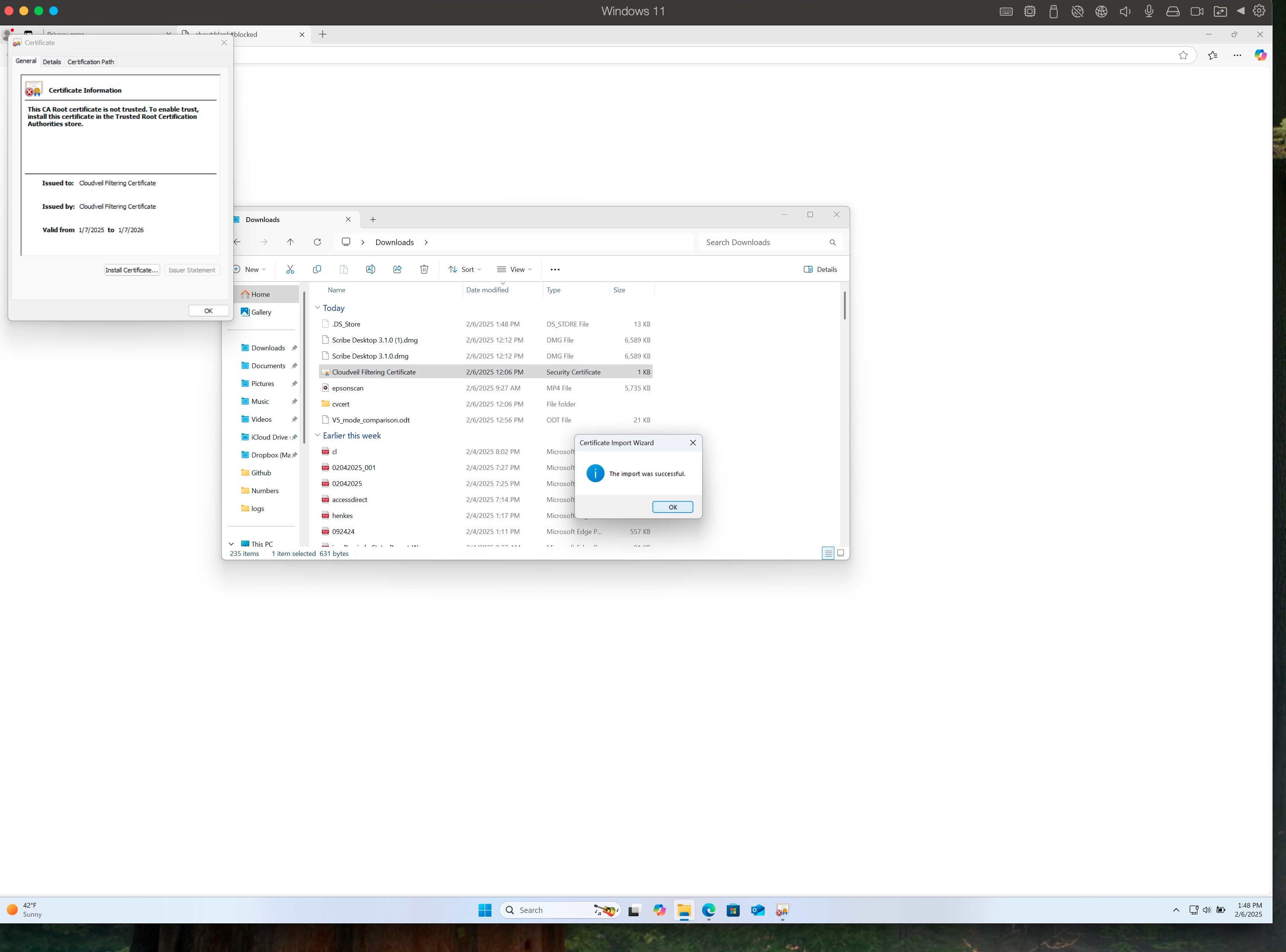 The import was successful confirmation dialog